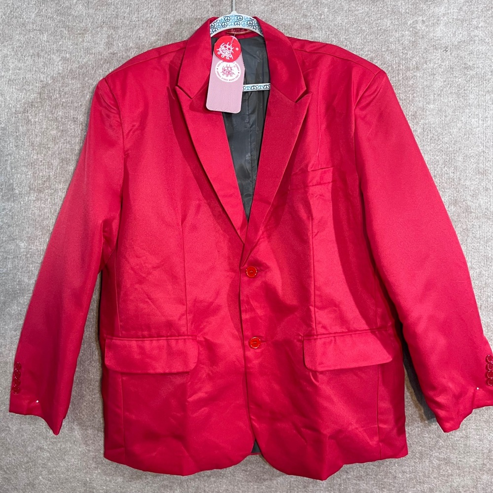 You Look Ugly Today Blazer Jacket Men XL Tomato Solid Two Button Party Prom Bold